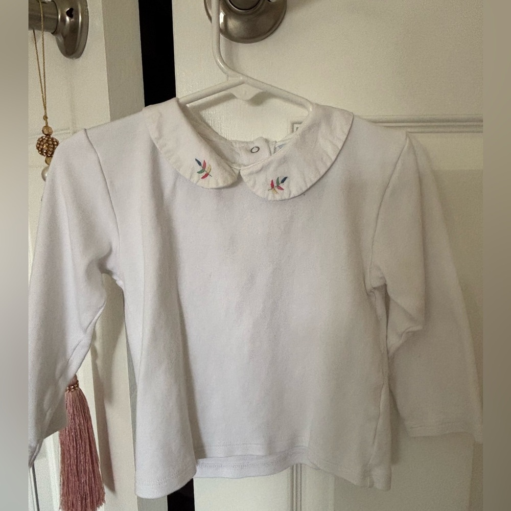 Bella Bliss Embroidered Peter Pan Ploral Pima Tee Shirt 2T